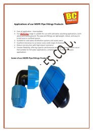 Applications of our MDPE Pipe fittings Products - Bcprofiles.co.uk