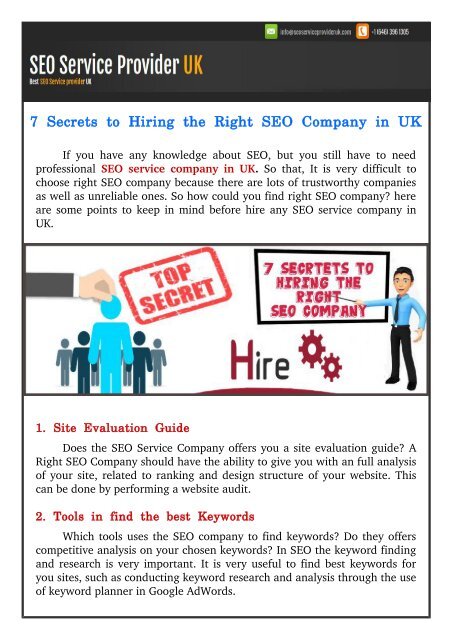 7 Secrets to Hiring the Right SEO Company in UK