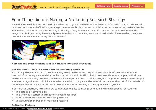 Four Things before Making a Marketing Research Strategy