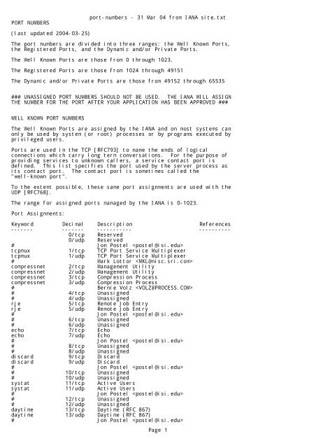 port-numbers - BIZ-LYNX Technology