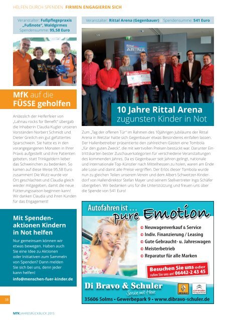 Jahresrückblick 2015 - Menschen für Kinder e. V.