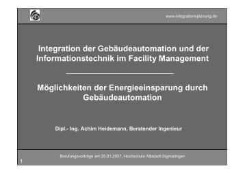 Integration der Gebäudeautomation und der Informationstechnik im ...