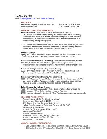 download academic CV - Jim Finn