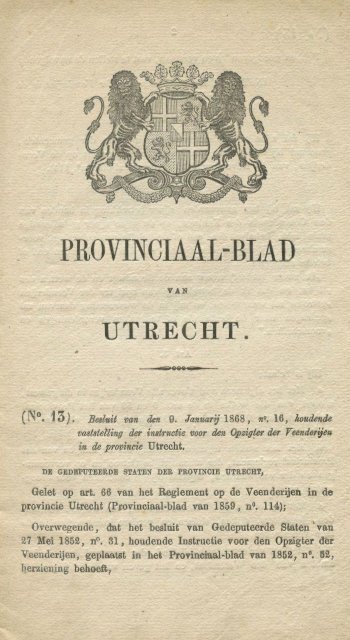 Instructie Opzichter Veenderijen 1868