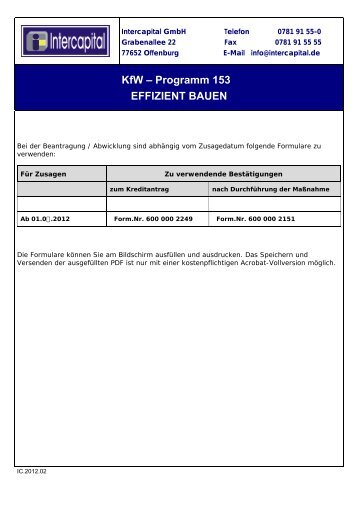 KfW Ã¢ÂÂ Programm 153 EFFIZIENT BAUEN - Intercapital GmbH