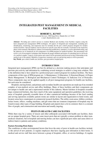 integrated pest management in medical facilities - International ...