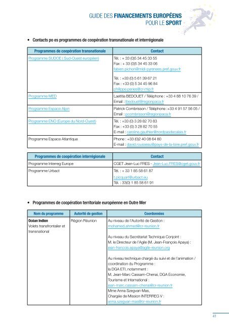 FINANCEMENTS EUROPÉENS POUR LE SPORT