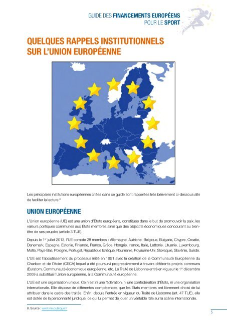 FINANCEMENTS EUROPÉENS POUR LE SPORT