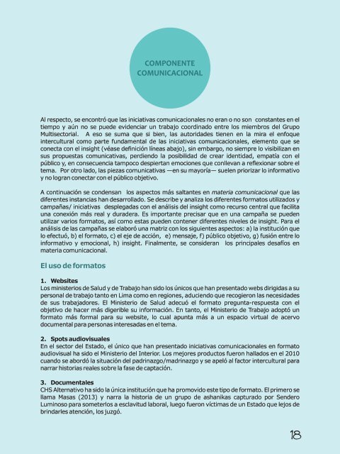 comunicacionales sobre la trata de personas