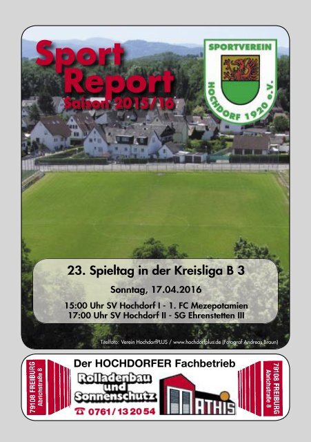 Sport Report - SV Hochdorf - Sonntag 17.04.2016