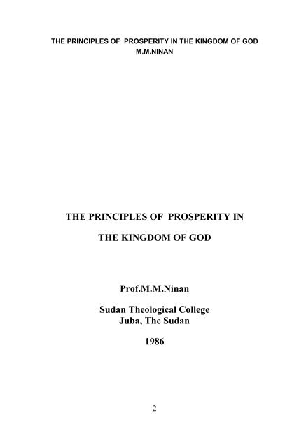 Principles of Prosperity in the Kingdom of God