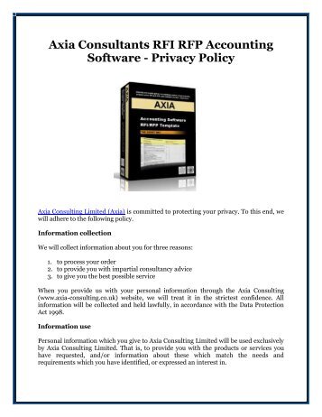 Axia Consultants RFI RFP Accounting Software - Privacy Policy