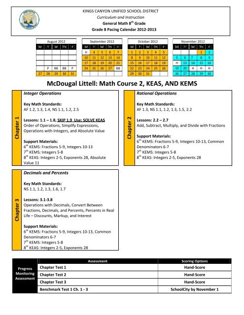 McDougal Littell: Math Course 2, KEAS, AND KEMS