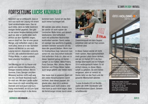 GRÜNWEISS – das Magazin der DHfK-Handballer