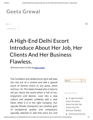 A High-End Delhi Escort Introduce About Her Job, Her Clients And Her Business Flawless