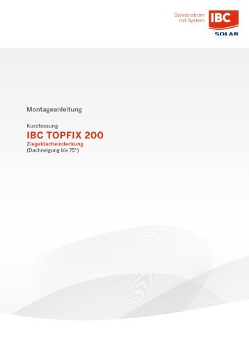 Montage IBC TopFix 200 - Lösung für Ziegeldacheindeckung