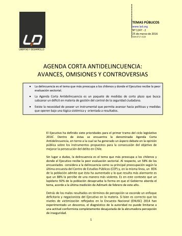 AGENDA CORTA ANTIDELINCUENCIA AVANCES OMISIONES Y CONTROVERSIAS