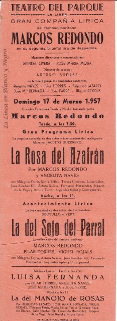 1957-03-17 Gran Compañía Lírica Marcos Redondo - La Rosa del Azafran