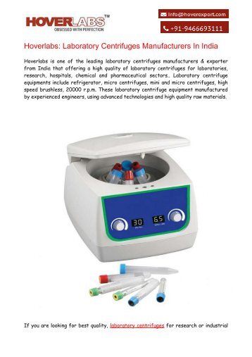 Laboratory Centrifuges Manufacturers & Exporters India