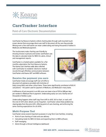 CareTracker Interface - Keane Care