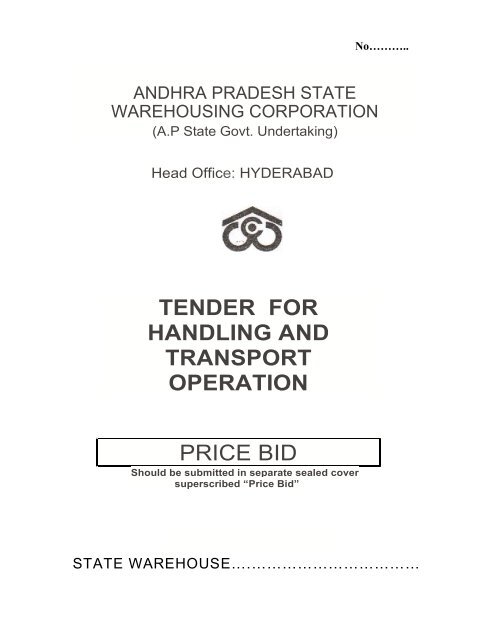 tender for handling and transport operation - A P State Warehousing ...