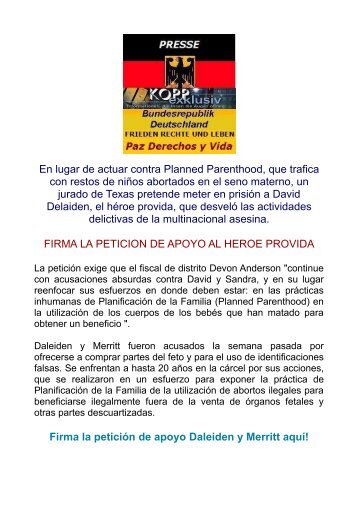 FIRMA LA PETICION PARA DEFENDER AL HEROE PROVIDA DAVID DALEIDEN