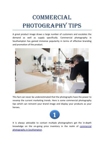 Commercial Photography Tips