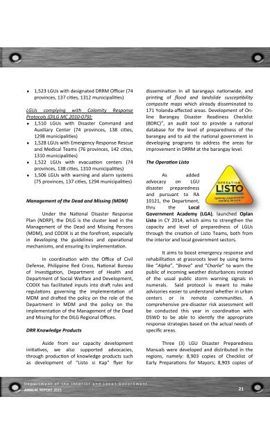 DILG Annual Report CY 2015 - LML final