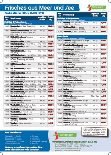 Windmann Frischfisch-Preise KW16