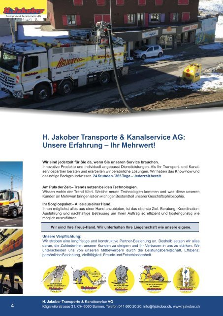 Dienstleistungsdokumentation 2016 - H. Jakober Transporte & Kanalservice AG