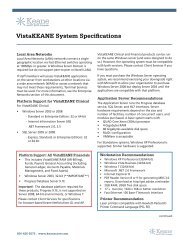 VistaKEANE System Specifications - Keane Care