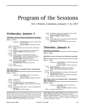 Program of the Sessions - Joint Mathematics Meetings