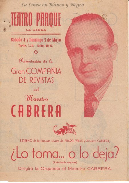 Gran Compañia de Revistas Maestro Cabrera - Lo Toma o lo deja