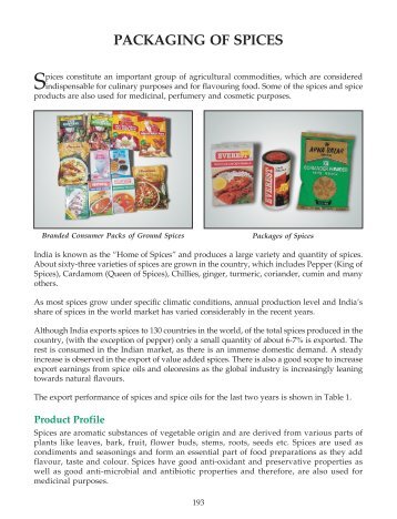 PACKAGING OF SPICES - ICPE