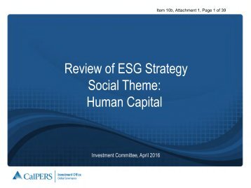 Review of ESG Strategy Social Theme Human Capital