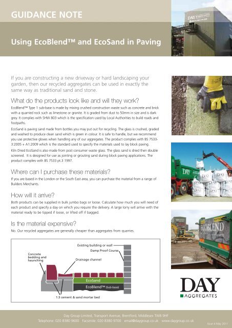 GUIDANCE NOTE Using EcoBlend™ and EcoSand in ... - Day Group