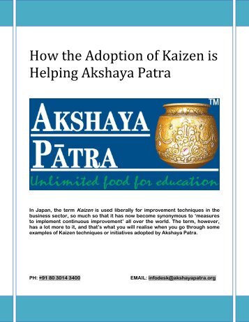 How the Adoption of Kaizen is Helping Akshaya Patra