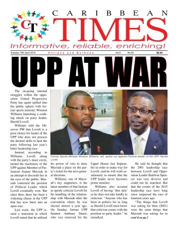 Caribbean Times 92nd issue - Tuesday 19th April 2016
