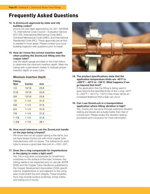 ZoomLock Braze-Free Fittings