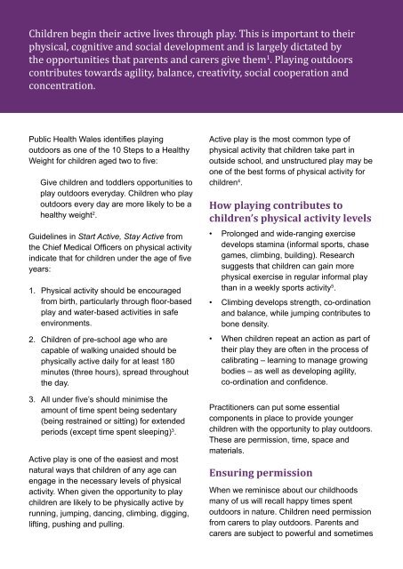 Promoting physical activity through outdoor play in early years settings