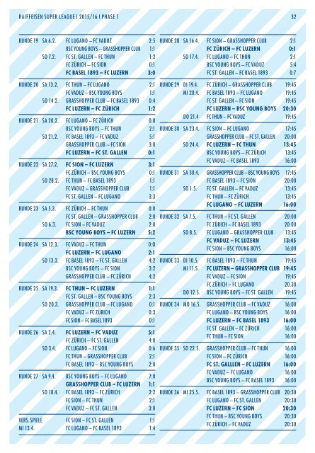 FC LUZERN Matchzytig N°14 15/16 (RSL 29 / RSL 30)