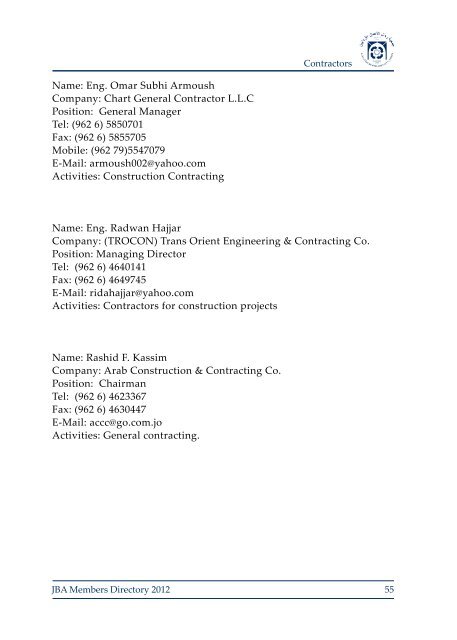 Construction Position Chart