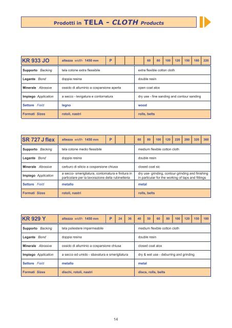 Formati e Misure - Items & Sizes - ITAS srl - Abrasivi flessibili