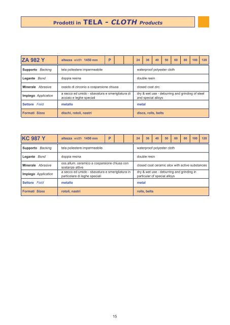 Formati e Misure - Items & Sizes - ITAS srl - Abrasivi flessibili