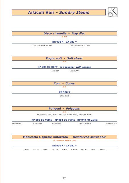 Formati e Misure - Items & Sizes - ITAS srl - Abrasivi flessibili