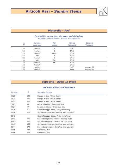 Formati e Misure - Items & Sizes - ITAS srl - Abrasivi flessibili