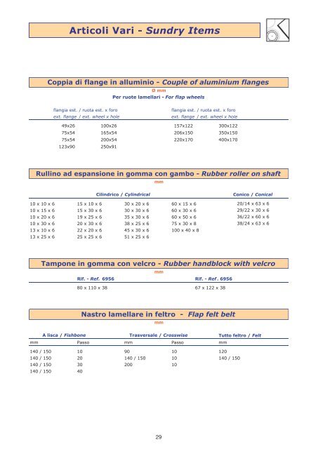 Formati e Misure - Items & Sizes - ITAS srl - Abrasivi flessibili