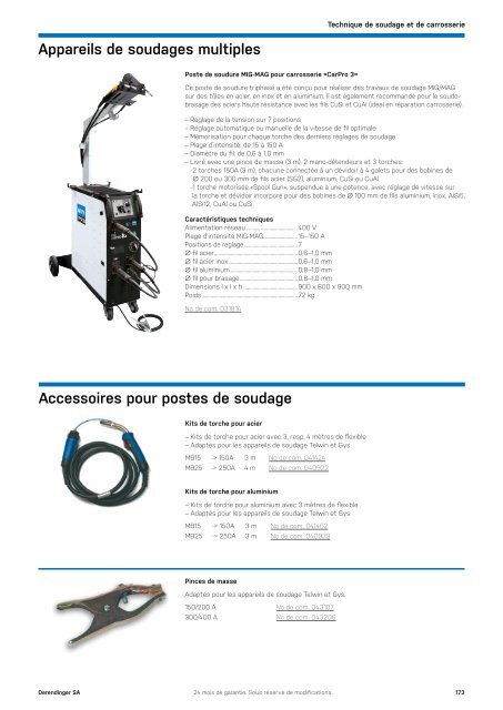 Equipements d'ateliers et outils