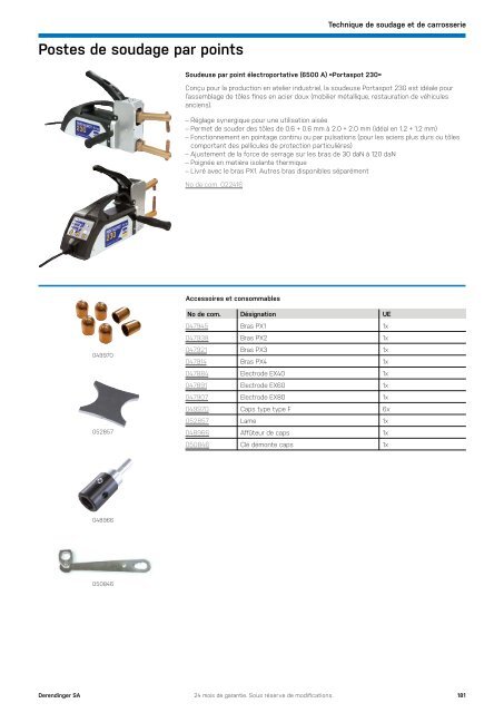 Equipements d'ateliers et outils