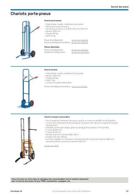 Equipements d'ateliers et outils